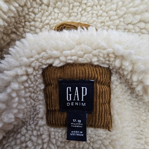 Nwot Toddler Baby Gap Denim Brown Cordoroy Sherpa Longsleeve Front Snap … - Picture 3 of 17